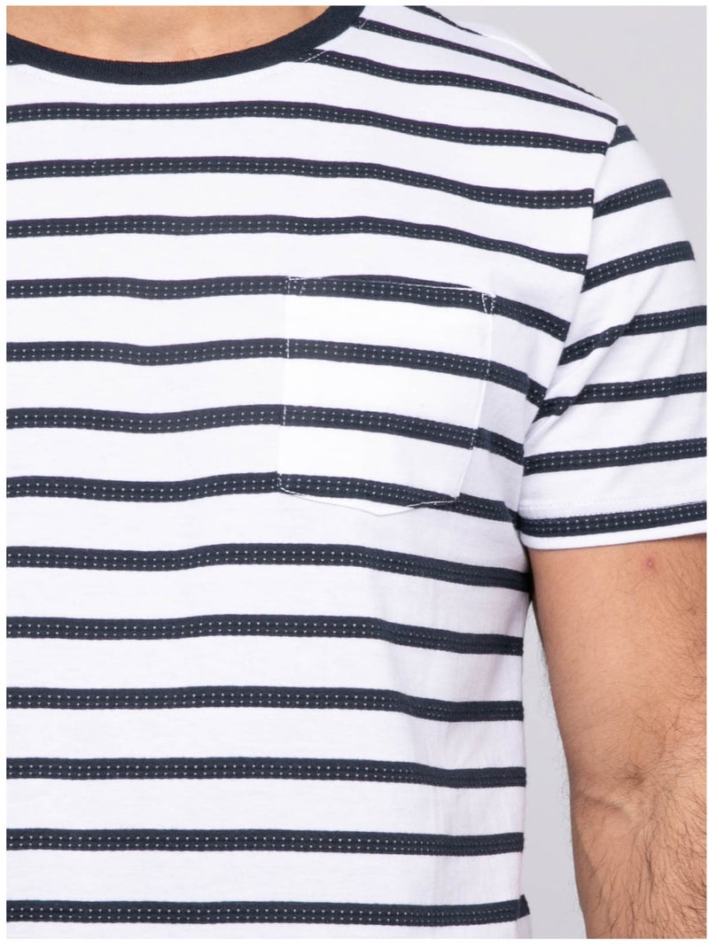 Camiseta mangas cortas rayas NAFRO Crudo - Kiabi