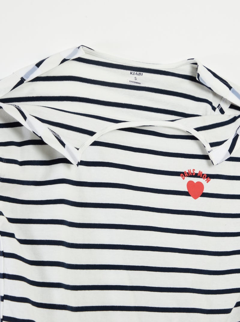 Camiseta marinera - colección fácil de poner Blanco - Kiabi
