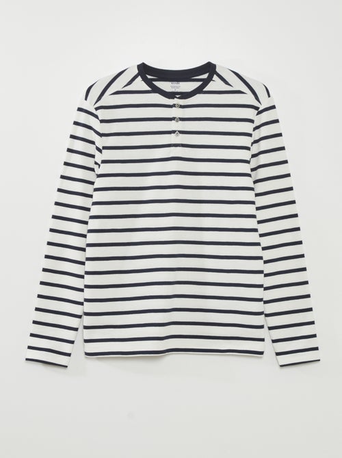 Camiseta marinera con cuello abotonado - Kiabi