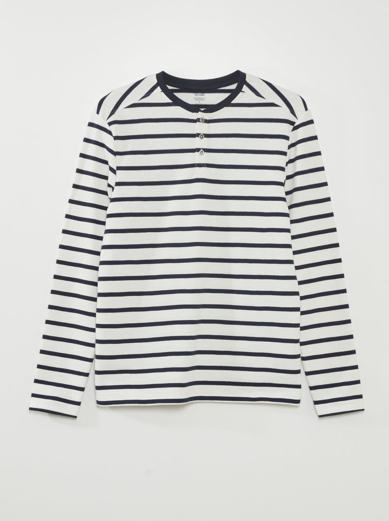 Camiseta marinera con cuello abotonado BEIGE - Kiabi