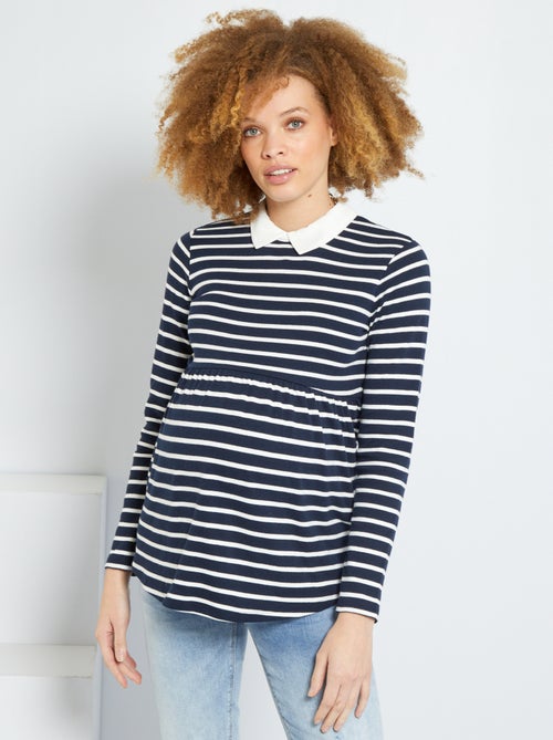 Camiseta marinera con cuello bebé - Kiabi