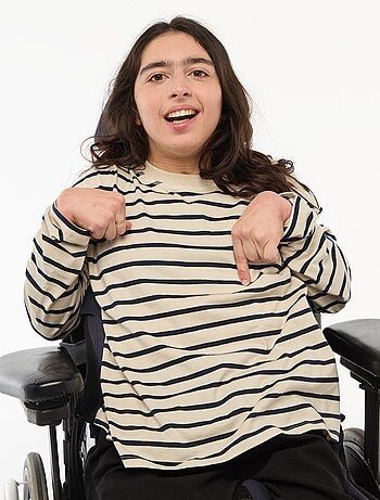 Camiseta marinera con hombro abotonado con velcro - Fácil de Poner