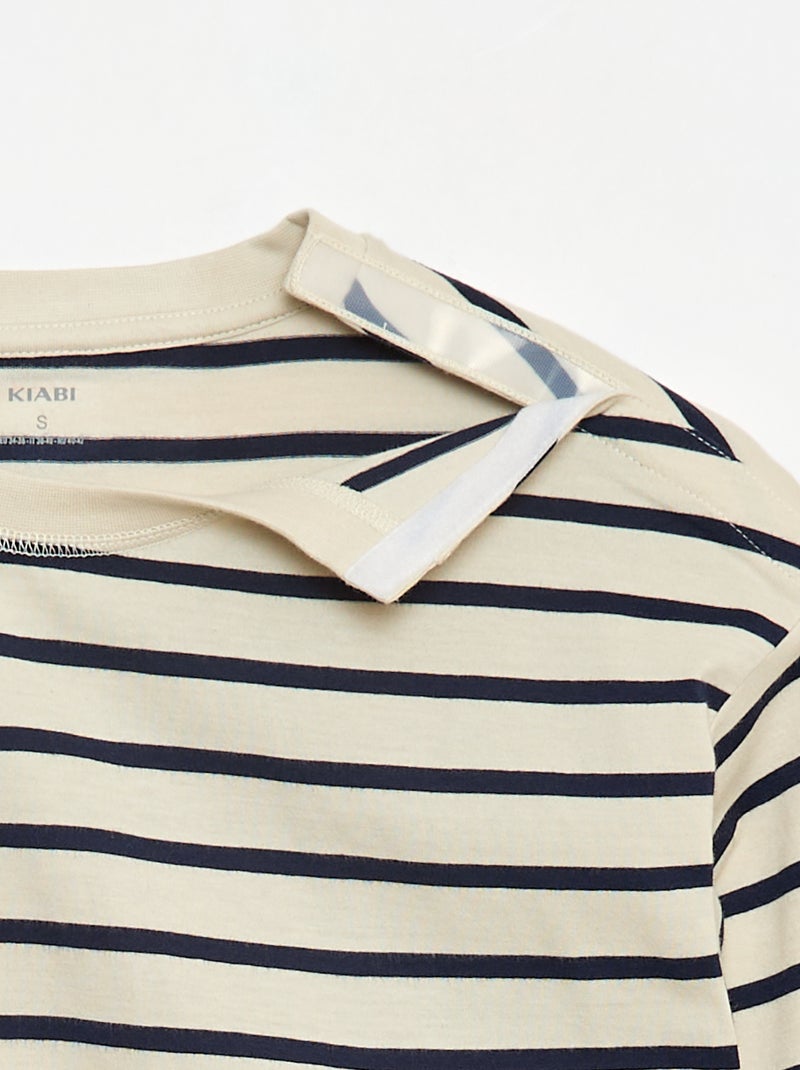 Camiseta marinera con hombro de velcro - colección fácil de poner Blanco - Kiabi