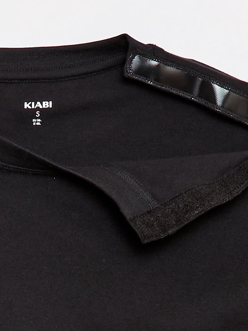 Camiseta marinera con hombro de velcro - colección fácil de poner Negro - Kiabi
