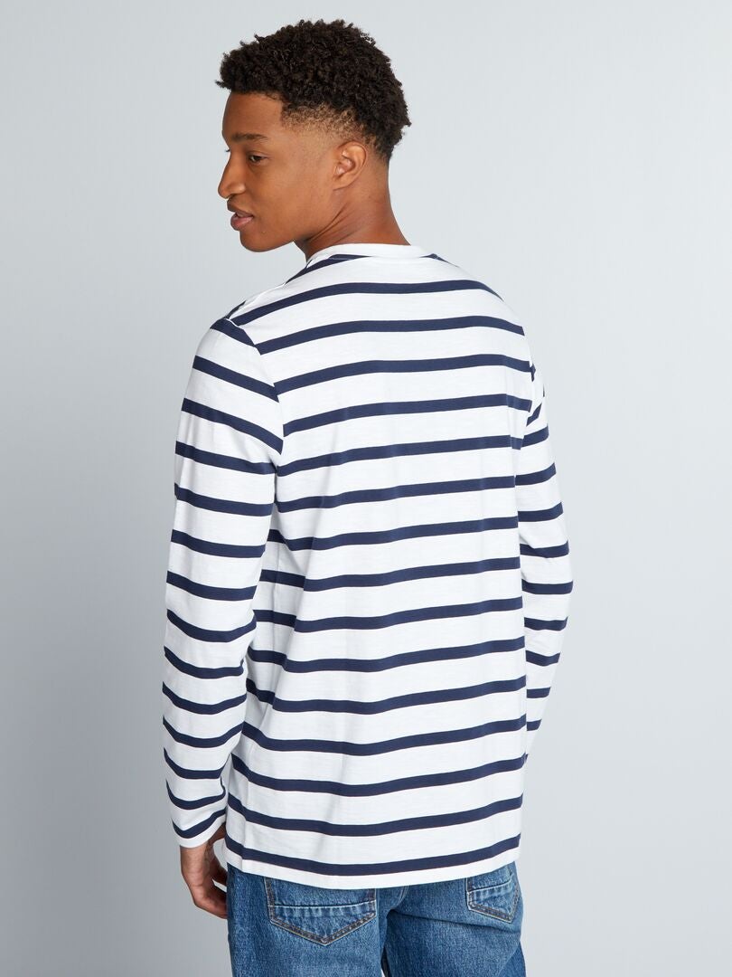 Camiseta marinera de manga larga +1,90 m blanco - Kiabi