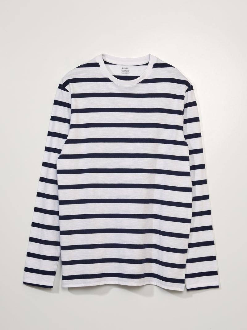Camiseta marinera de manga larga +1,90 m blanco - Kiabi