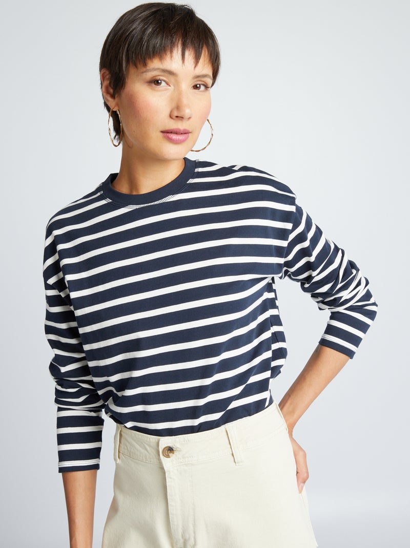 Camiseta marinera de punto Azul marino/Blanco - Kiabi