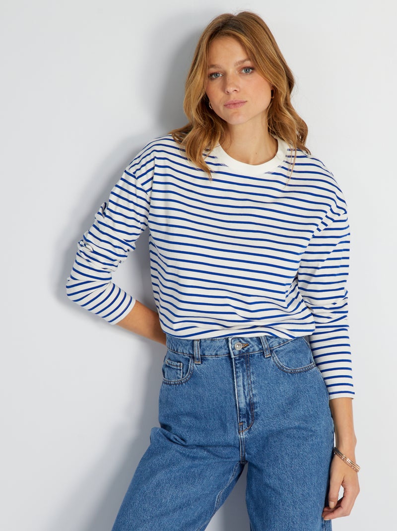Camiseta marinera de punto Azul/blanco - Kiabi