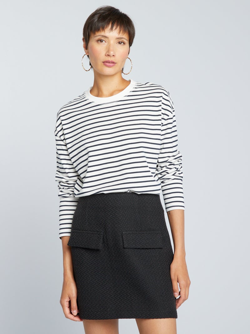 Camiseta marinera de punto Branco/preto - Kiabi
