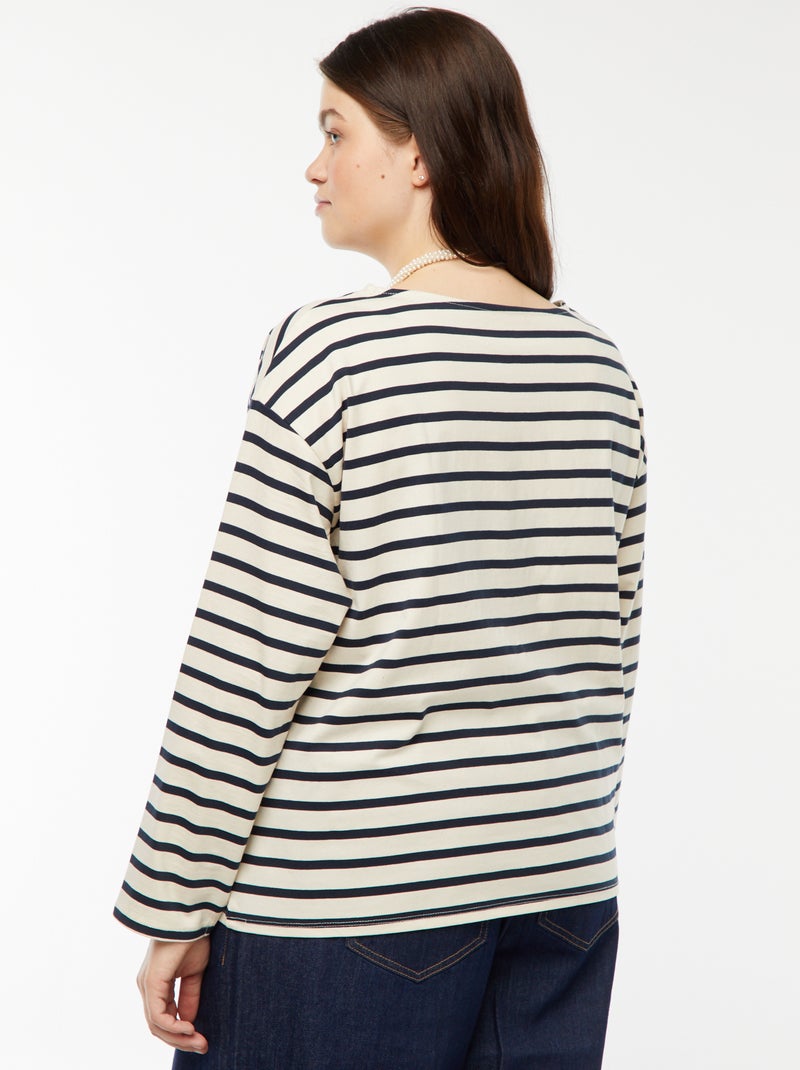 Camiseta marinera oversize Blanco - Kiabi