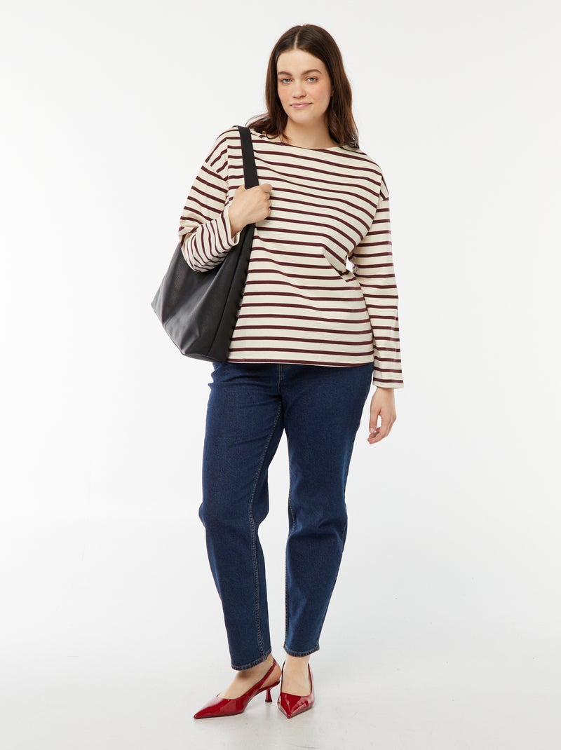 Camiseta marinera oversize Blanco - Kiabi