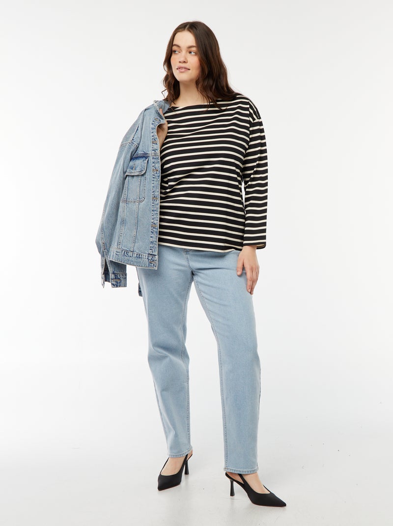 Camiseta marinera oversize Negro - Kiabi