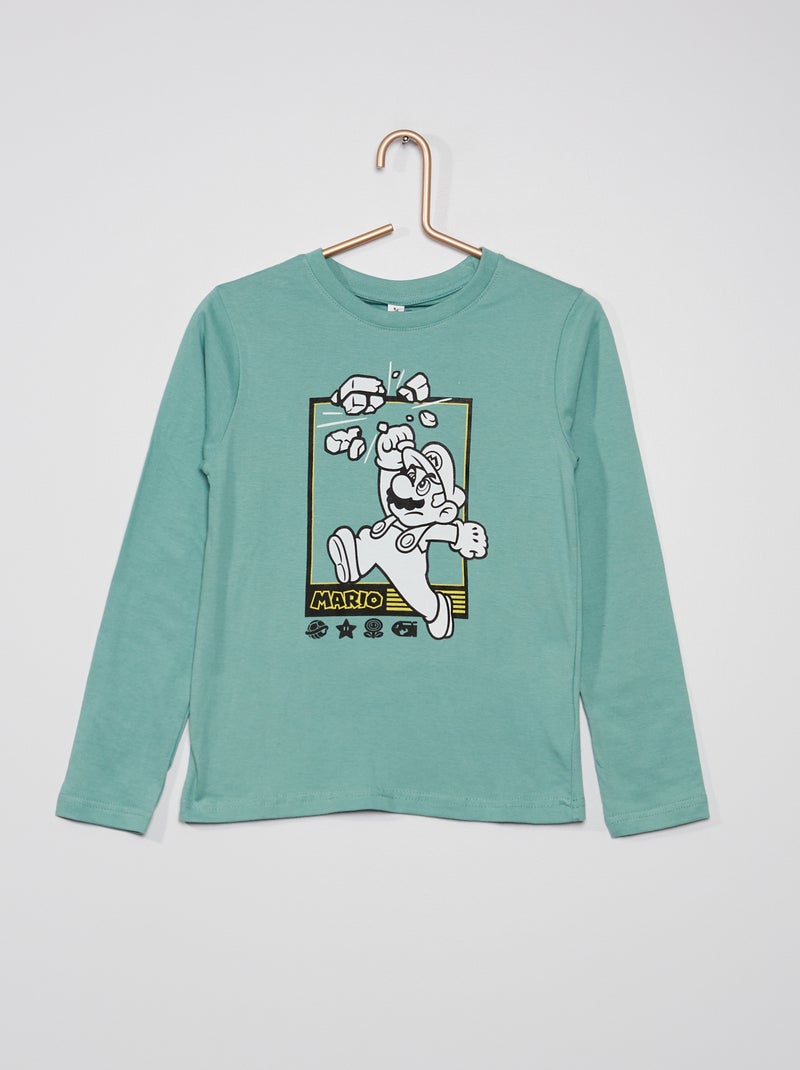Camiseta 'Mario' de algodón verde gris - Kiabi