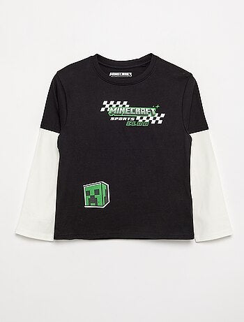 Camiseta 'Minecraft' con estampados y mangas a contraste