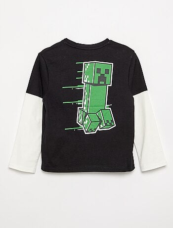 Camiseta 'Minecraft' con estampados y mangas a contraste