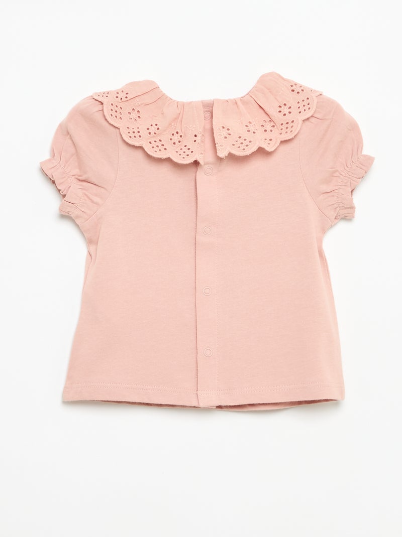 Camiseta 'Minnie' de 'Disney' de manga corta con volante en el cuello Rosa - Kiabi