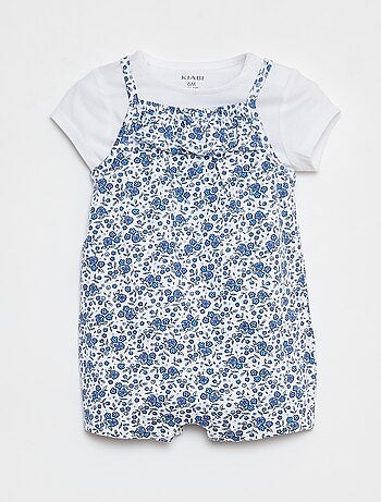 Camiseta + mono corto con estampado floral - 2 piezas