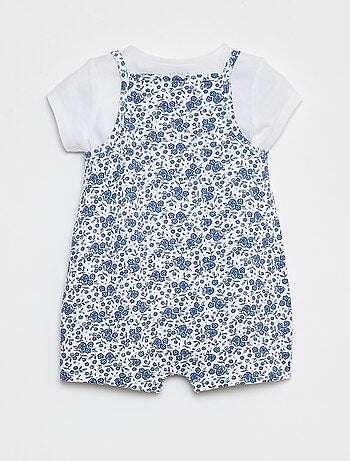 Camiseta + mono corto con estampado floral - 2 piezas