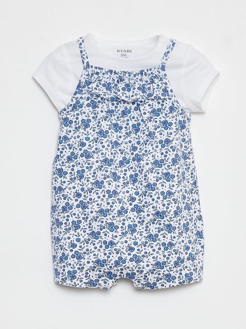 Camiseta + mono corto con estampado floral  - 2 piezas - Kiabi