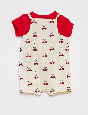 Camiseta + mono corto con estampado floral - 2 piezas