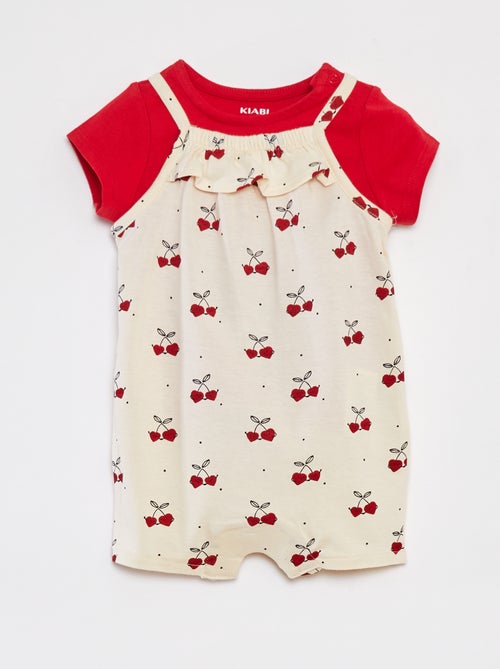 Camiseta + mono corto con estampado floral  - 2 piezas - Kiabi
