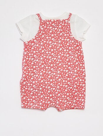 Camiseta + mono corto con estampado floral - 2 piezas