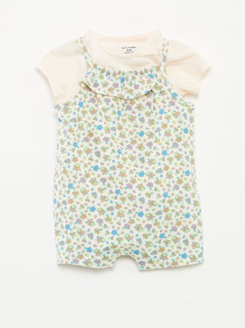 Camiseta + mono corto con estampado floral  - 2 piezas - Kiabi