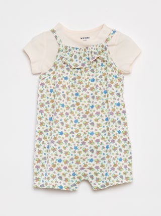 Camiseta + mono corto con estampado floral  - 2 piezas
