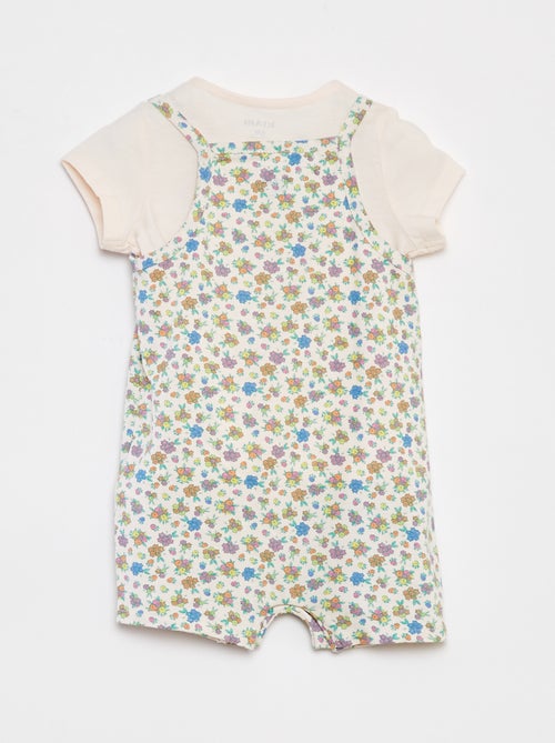 Camiseta + mono corto con estampado floral  - 2 piezas - Kiabi