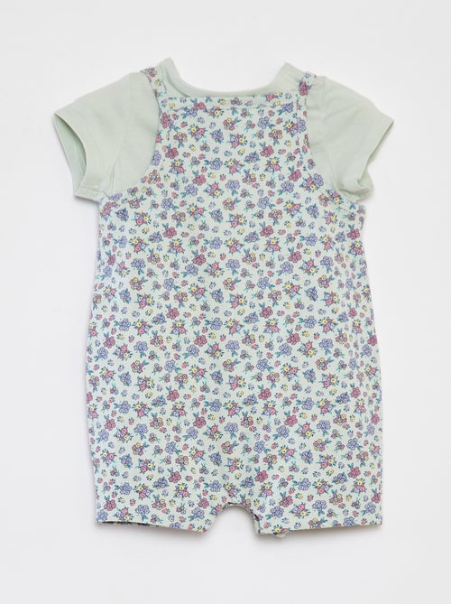 Camiseta + mono corto con estampado floral  - 2 piezas - Kiabi