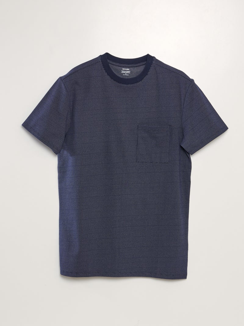 Camiseta moteada con bolsillo en el pecho NEGRO - Kiabi