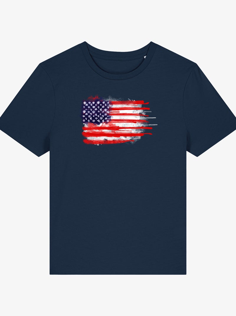 Camiseta Mujer - AMERICAN SPATTER FLAG Azul marino - Kiabi