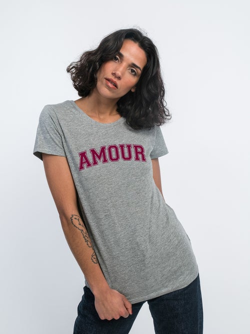 Camiseta Mujer - AMOUR TYPO USA - Kiabi