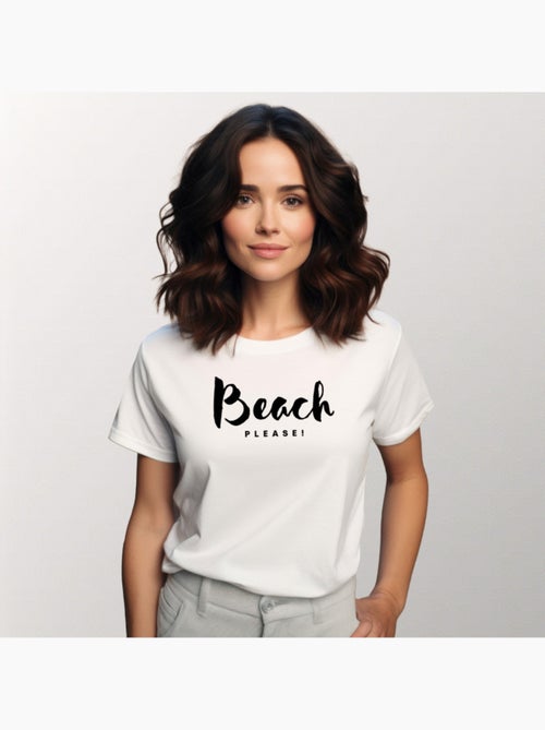 Camiseta Mujer - BEACH PLEASE - Kiabi Camiseta Mujer - BEACH PLEASE - Kiabi