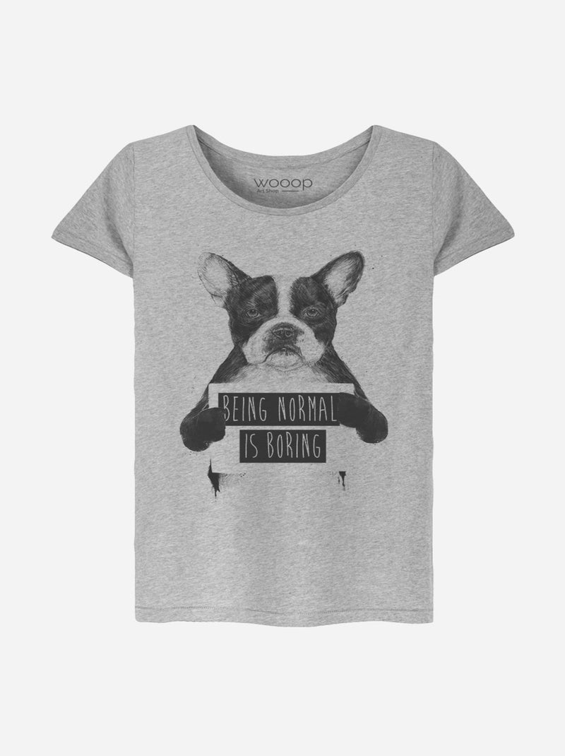 Camiseta Mujer - BEING NORMAL IS BORING Gris jaspeado - Kiabi