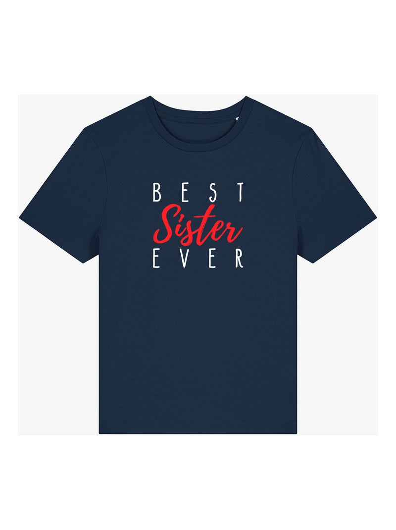 Camiseta Mujer - BEST SISTER EVER Azul marino - Kiabi