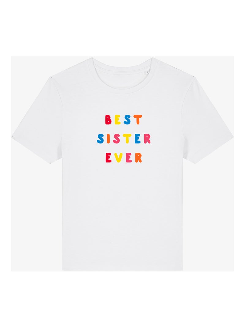 Camiseta Mujer - BEST SISTER EVER COLORÉE WAF Blanco - Kiabi