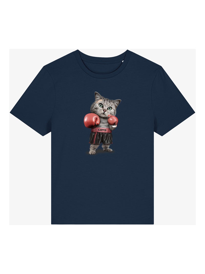 Camiseta Mujer - BOXING CAT Azul marino - Kiabi