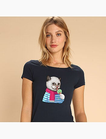 Camiseta Mujer - CAT AND ICE CREAM