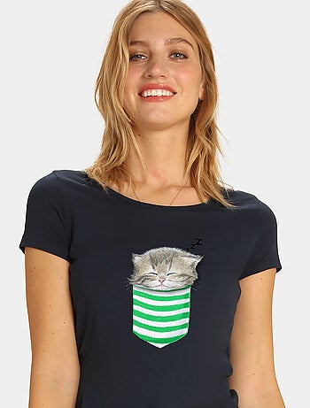 Camiseta Mujer - CAT IN THE POCKET