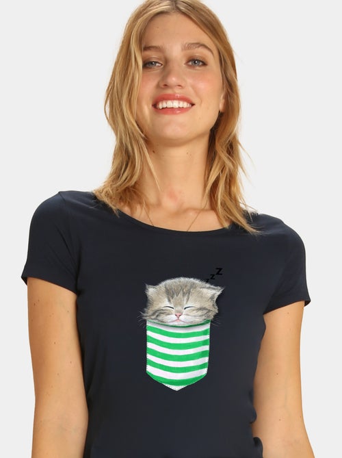 Camiseta Mujer - CAT IN THE POCKET - Kiabi