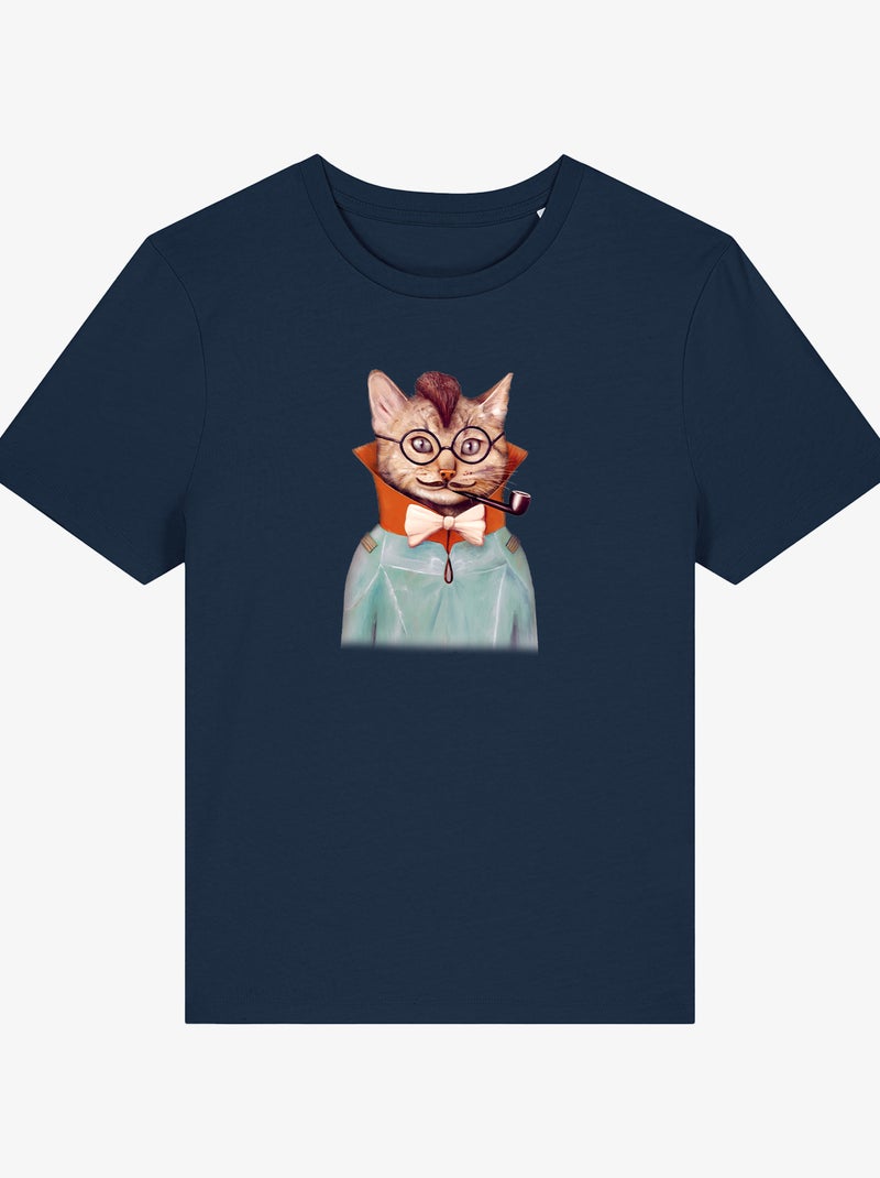 Camiseta Mujer - ELECTRIC CAT Azul marino - Kiabi