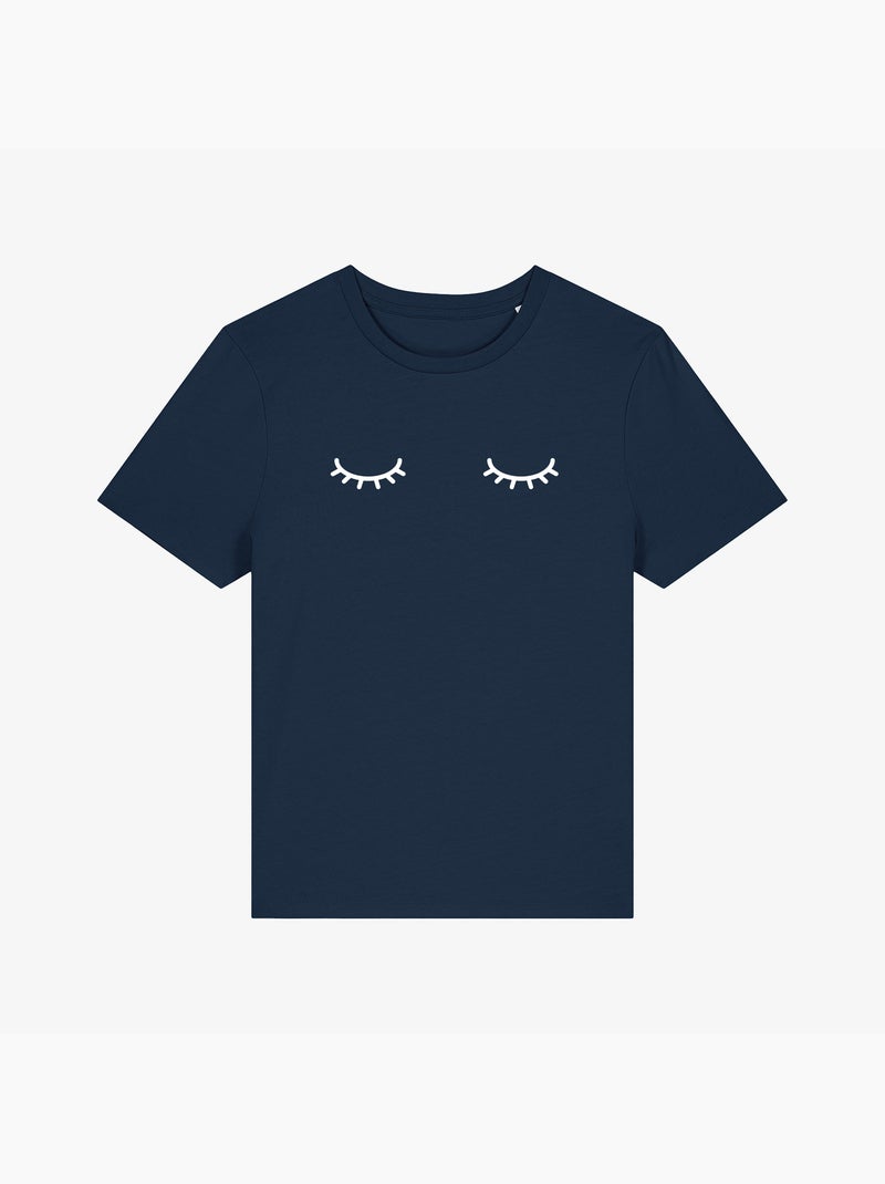 Camiseta Mujer - EYES CLOSED Azul marino - Kiabi