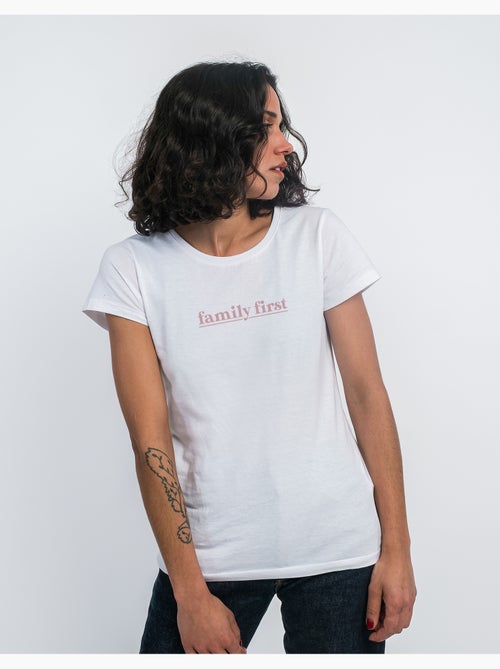 Camiseta Mujer - FAMILY FIRST ROSE - Kiabi