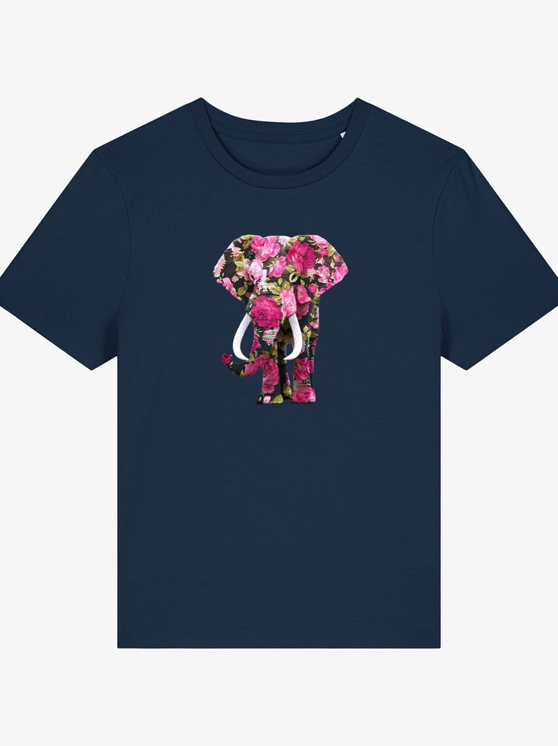 Camiseta Mujer - FLORAL ELEPHANT Azul marino - Kiabi