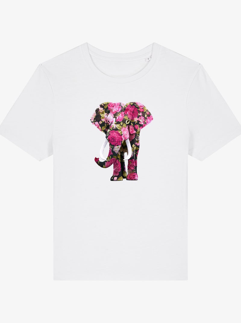 Camiseta Mujer - FLORAL ELEPHANT Blanco - Kiabi