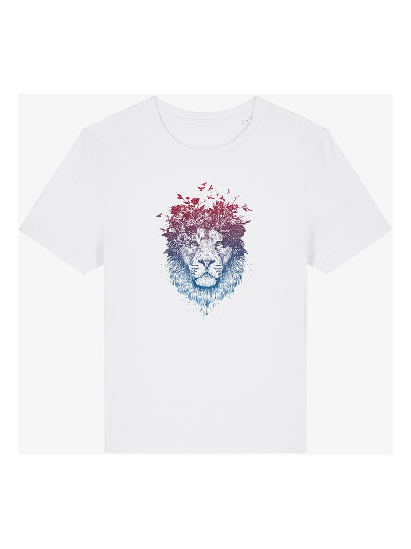 Camiseta Mujer - FLORAL LION Blanco - Kiabi