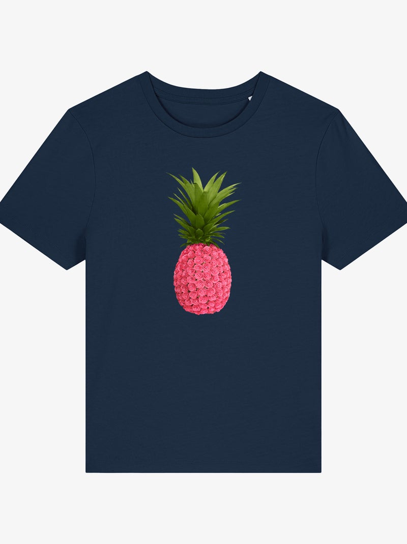 Camiseta Mujer - FLORAL PINEAPPLE Azul marino - Kiabi