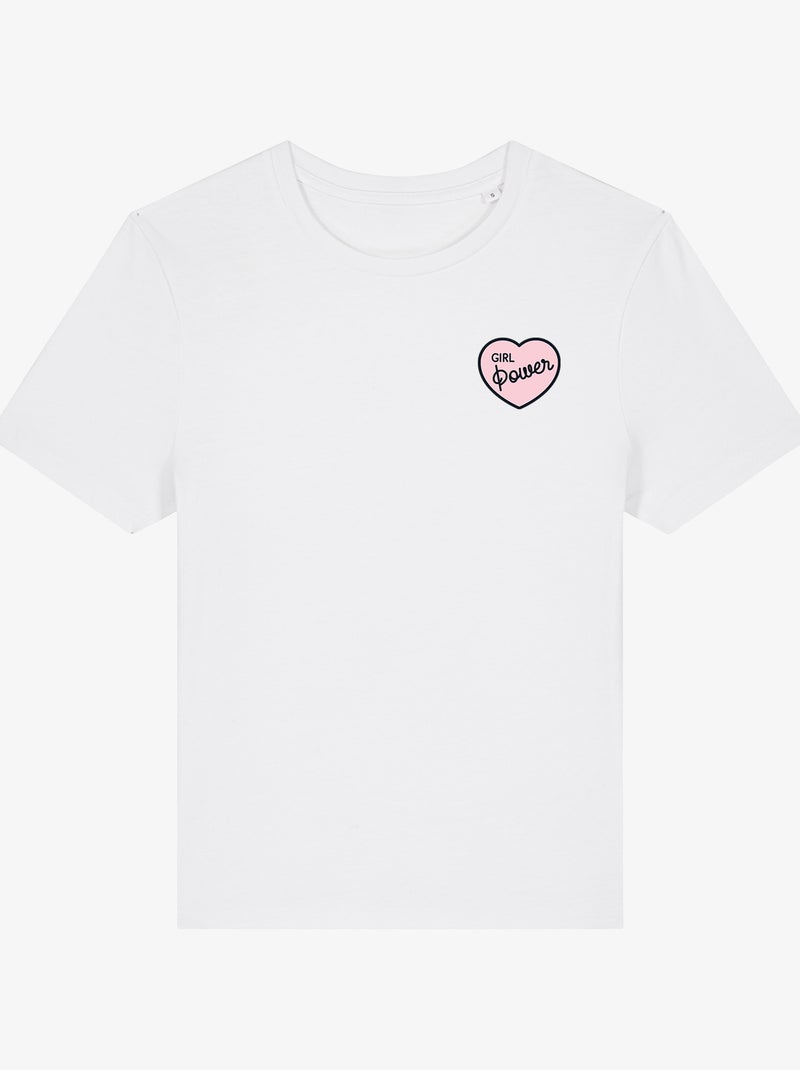 Camiseta Mujer - GIRL POWER PINK HEART Blanco - Kiabi