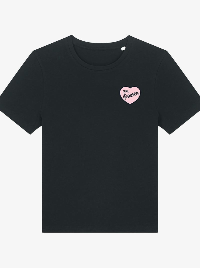 Camiseta Mujer - GIRL POWER PINK HEART Negro - Kiabi